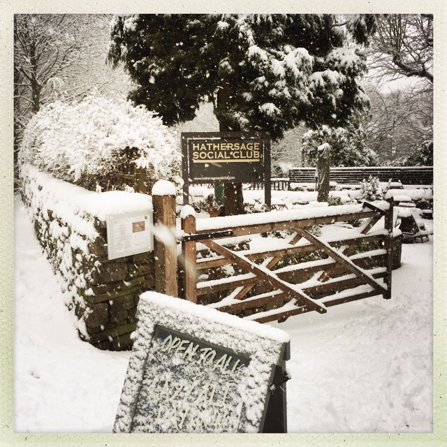 Hathersage Social Club in the snow