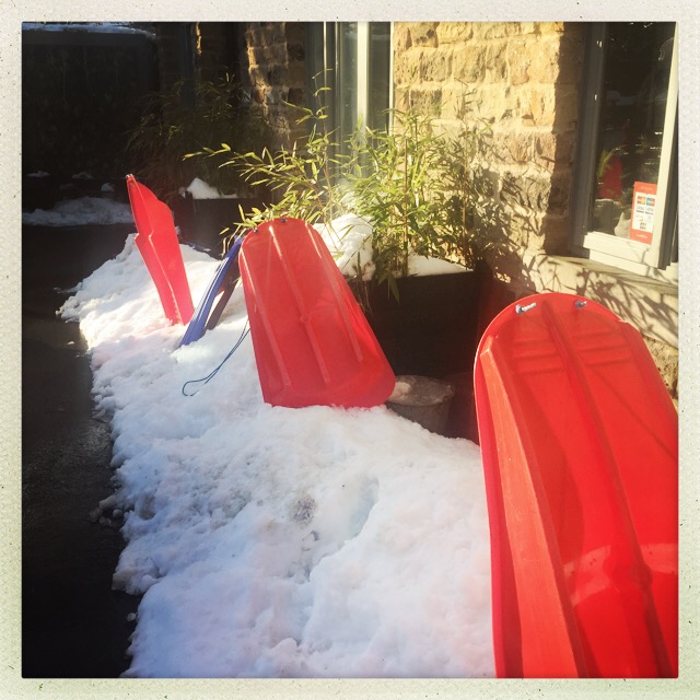 Sledges at the Hathersage Social Club