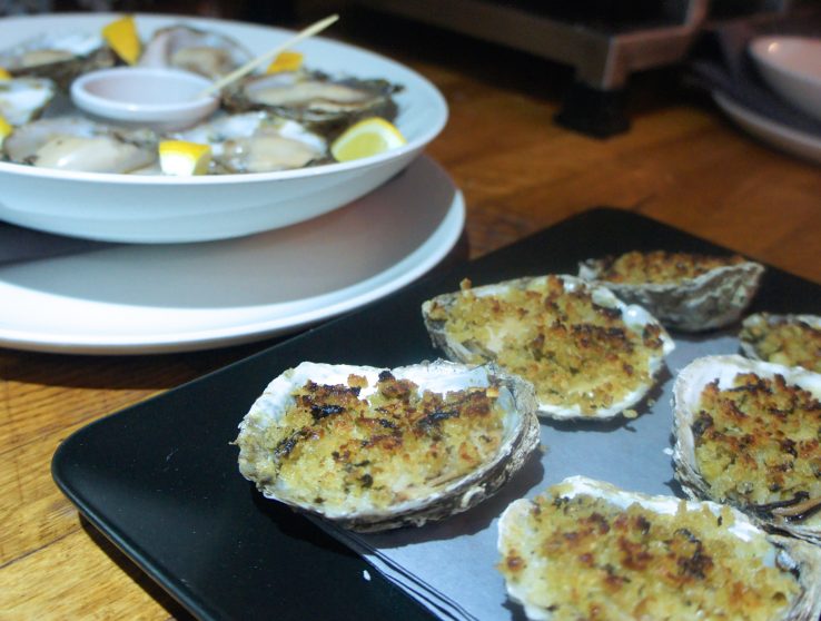 Raw and Rockefeller oysters at the Hathersage Social Club